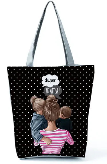 Cute Cartoon Super Mama Print Bag Travel Shoulder